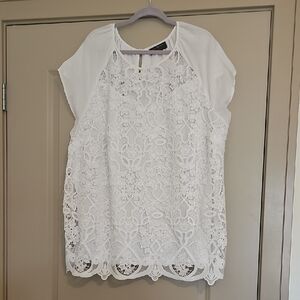 Lane Bryant Elegant White Lace Blouse